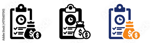 Budget Planning Icon Collection Glyph & Mixed Style 