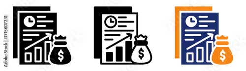 Investment Plan Icon Collection Glyph & Mixed Style 