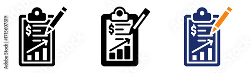 Financial Report Icon Collection Glyph & Mixed Style 