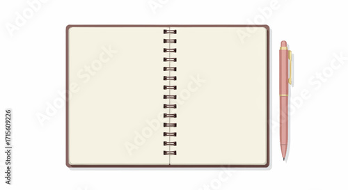 Open notebook and pen, a clean workspace for ideas, notes, and creative writing, perfect for projects