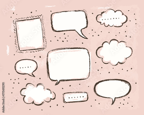 水彩風吹き出しイラストレーション背景素材