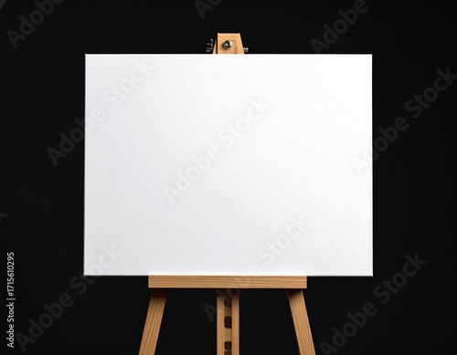 wooden easel with blank canvas