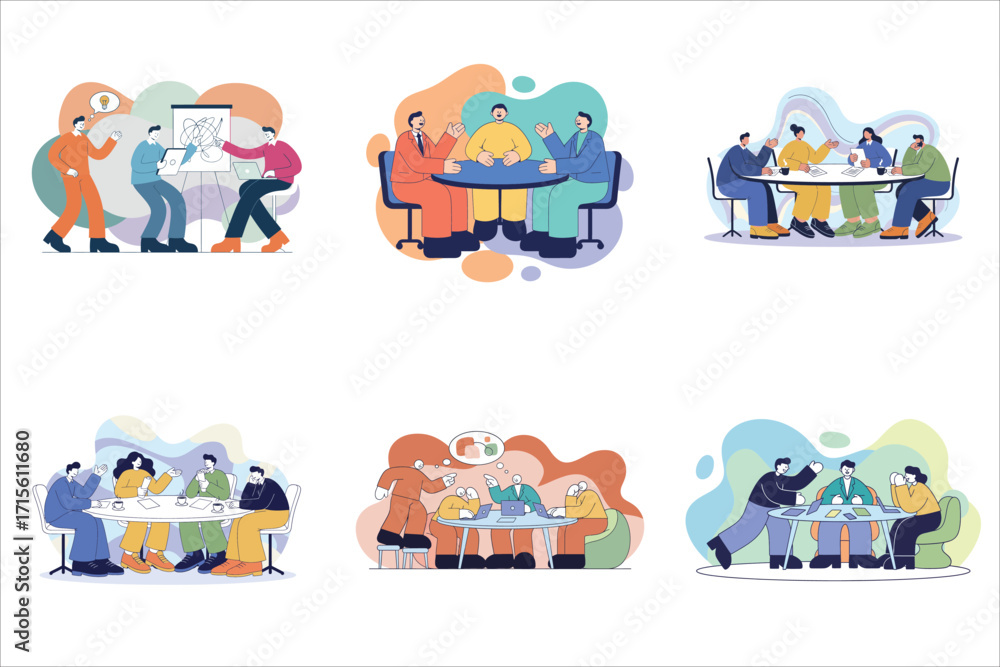 Obraz premium Business people activities set flat illustration 