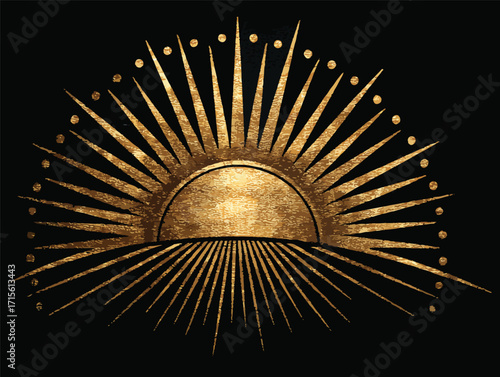 ゴールデンアールデコサンデザイン、黒背景