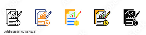 Financial Statement Icon Multiple Style Collection Set 