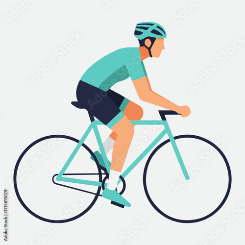 Flat vector illustration of a person riding a bicycle