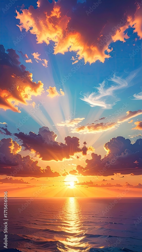 Obraz premium Stunning sunset over the ocean