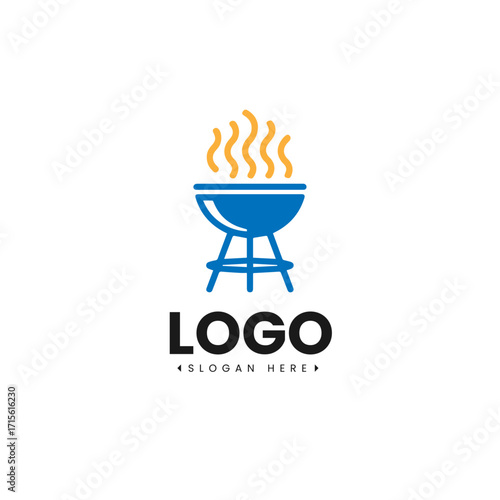Simple barbecue grill icon vector illustration for food and meal logo design