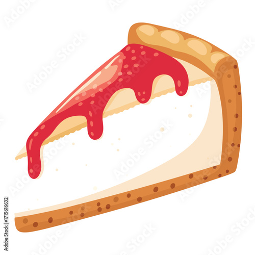 A delicious slice of cheesecake with vibrant red strawberry topping