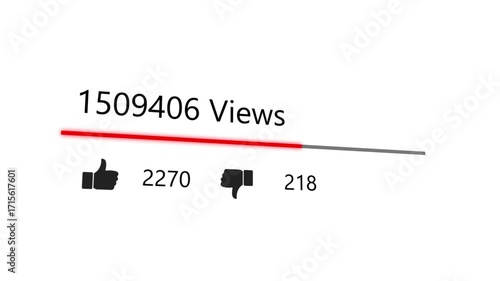 Video Views Counter Increasing to 3 Million Animation. A close-up animation of a video views counter rapidly increasing from 0 to 3 million views. social media engagement, web traffic.