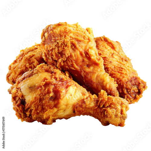 Crispy Fried Chicken Drumsticks Piled on a Transparent Background
