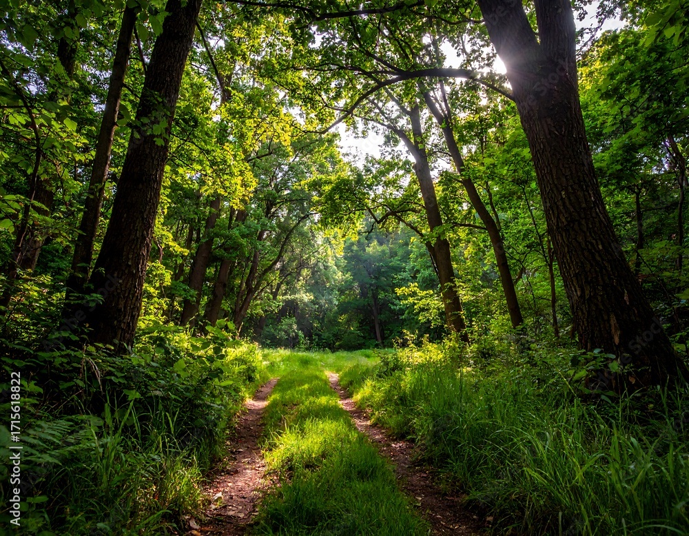 Obraz premium Sunlit forest path (1)