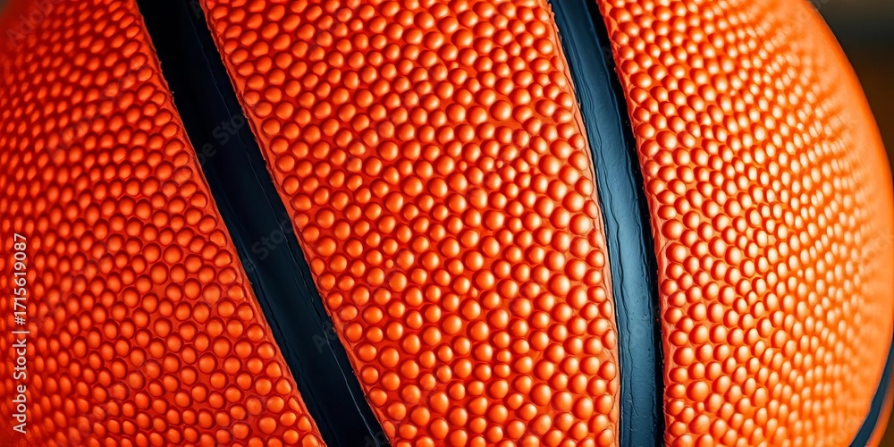 Obraz premium Close-up of a basketball's textured surface, showcasing its orange and black pattern, pattern, seamless pattern