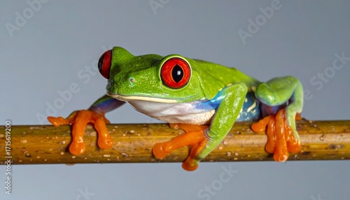 Vibrant Red-Eyed Tree Frog on a Branch