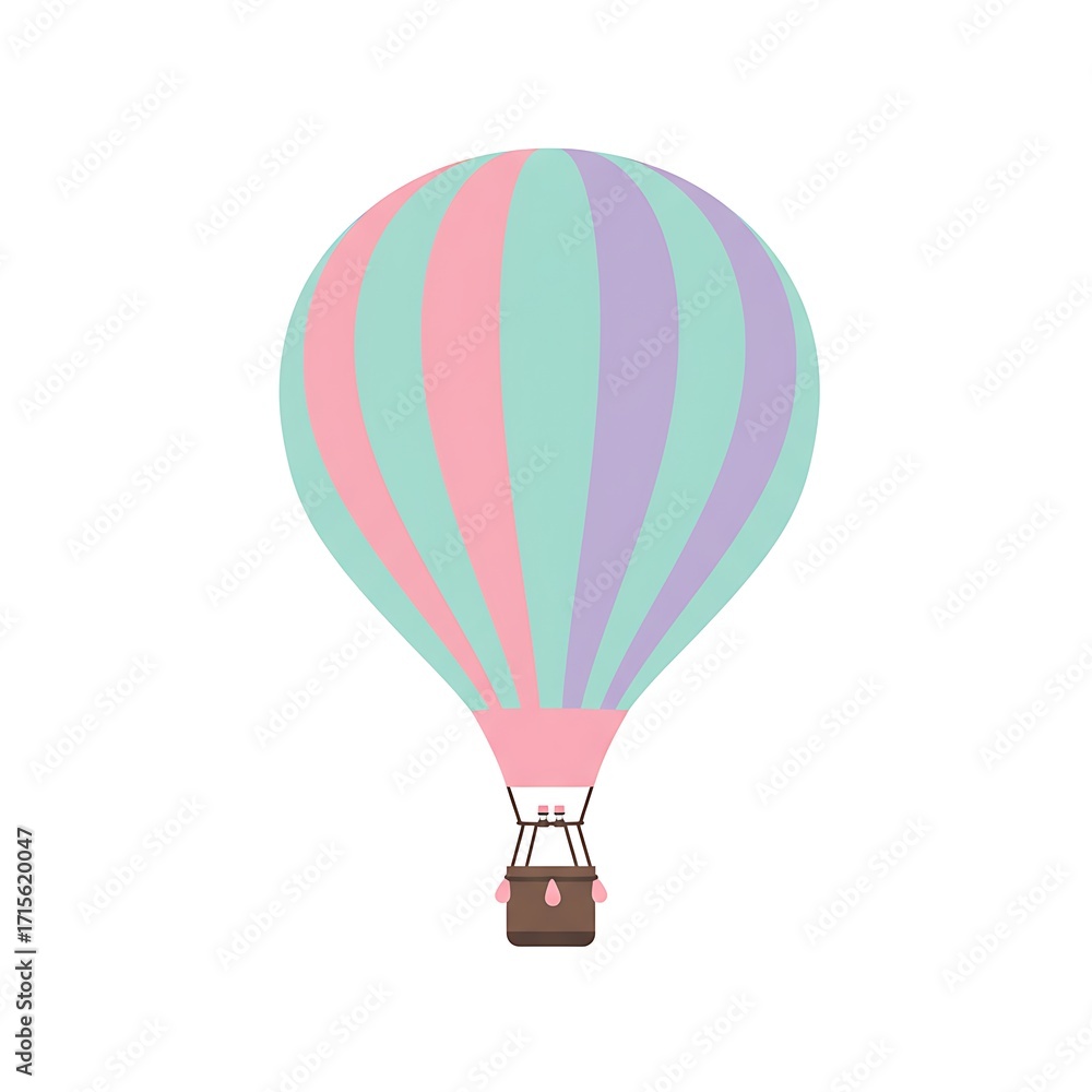 Fototapeta premium Colorful Hot Air Balloon Graphic Illustration Isolated on White