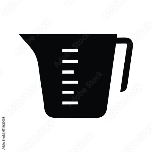 Black and white illustration of a measuring cup with measuring marks, measuring cups silhouette vector illustration