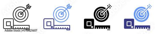 measurable goals icon set multiple style