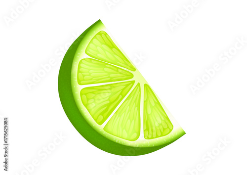 Fresh Lime Slice Vector Illustration Green Citrus Fruit Cut Wedge Tropical Vitamin C Sour Juice Ingredient PNG AI Transparent Background Healthy Food Clipart Design Element Organic Graphic