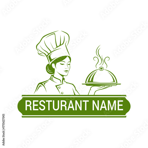 Vector art of chef with cloche