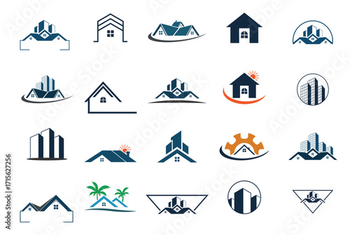 set of real estate logo design and templates