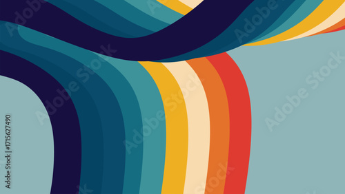 Retro background with rainbow color combination. Abstract texture of red, yellow, green, blue, stock illustration. Nature, Asia - Asia-Pacific, Shapes, Blue, Hills