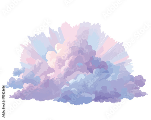 夢想的雲イラスト - パステルカラーのベクタースタイル