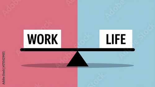 Work Life Balance Scale Illustration Showing Equality Between Career and Personal Life for Wellness and Productivity