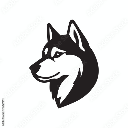 Stylized Siberian Husky Head Vector Graphic.