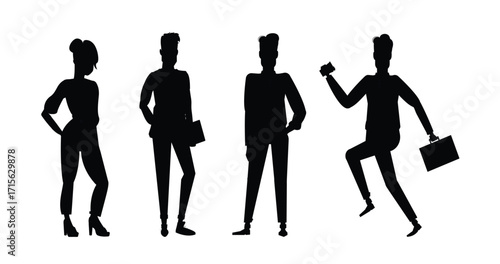 People Standing Different Silhouette Vector. Set of Businessman character design. Vector illustration.