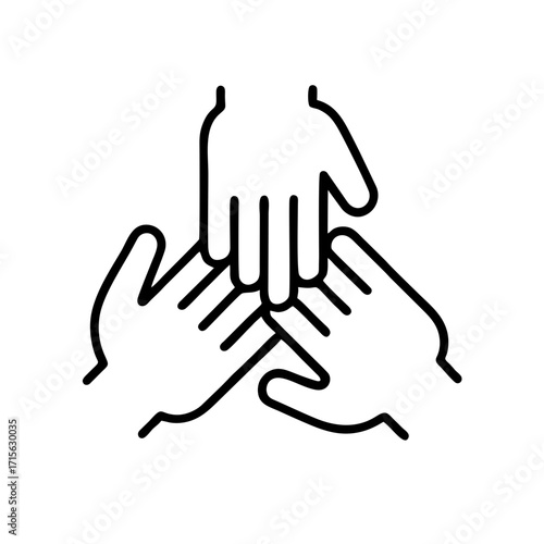 Three hands piled together icon symbolizing teamwork and unity