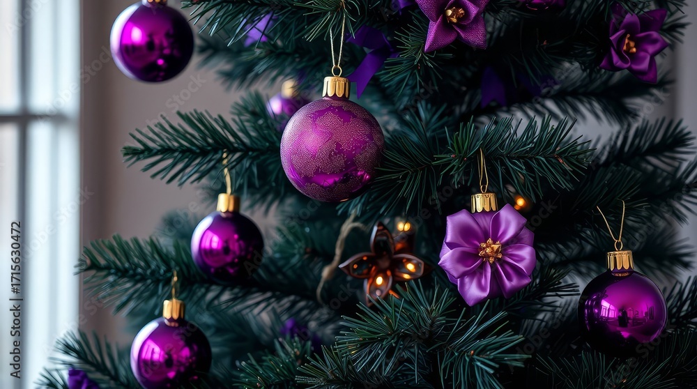 Fototapeta premium christmas tree with decorations