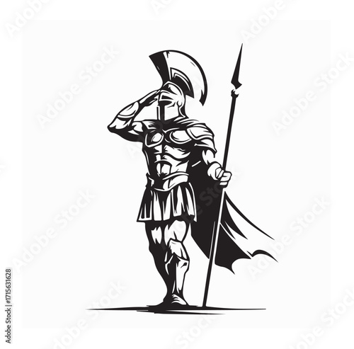 Respectful Gladiator Warrior Standing Pose Vector Image Isolated on white background
