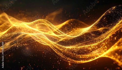 Abstract gold particle waves