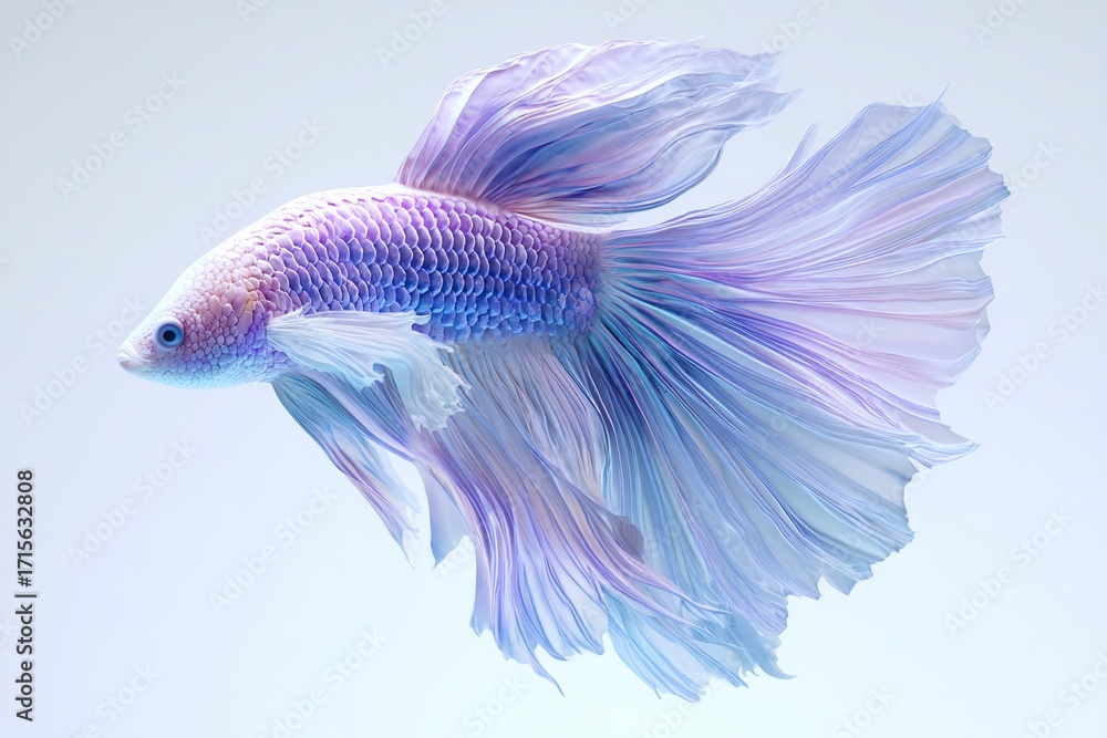 Fototapeta premium Stunning Betta Fish in Minimalist Aquarium Setup A Detailed Closeup of a Majestic Siamese Fighting Fish with Spread