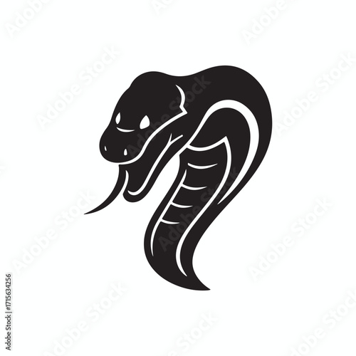 Black Cobra Snake Head Silhouette Vector Graphic.