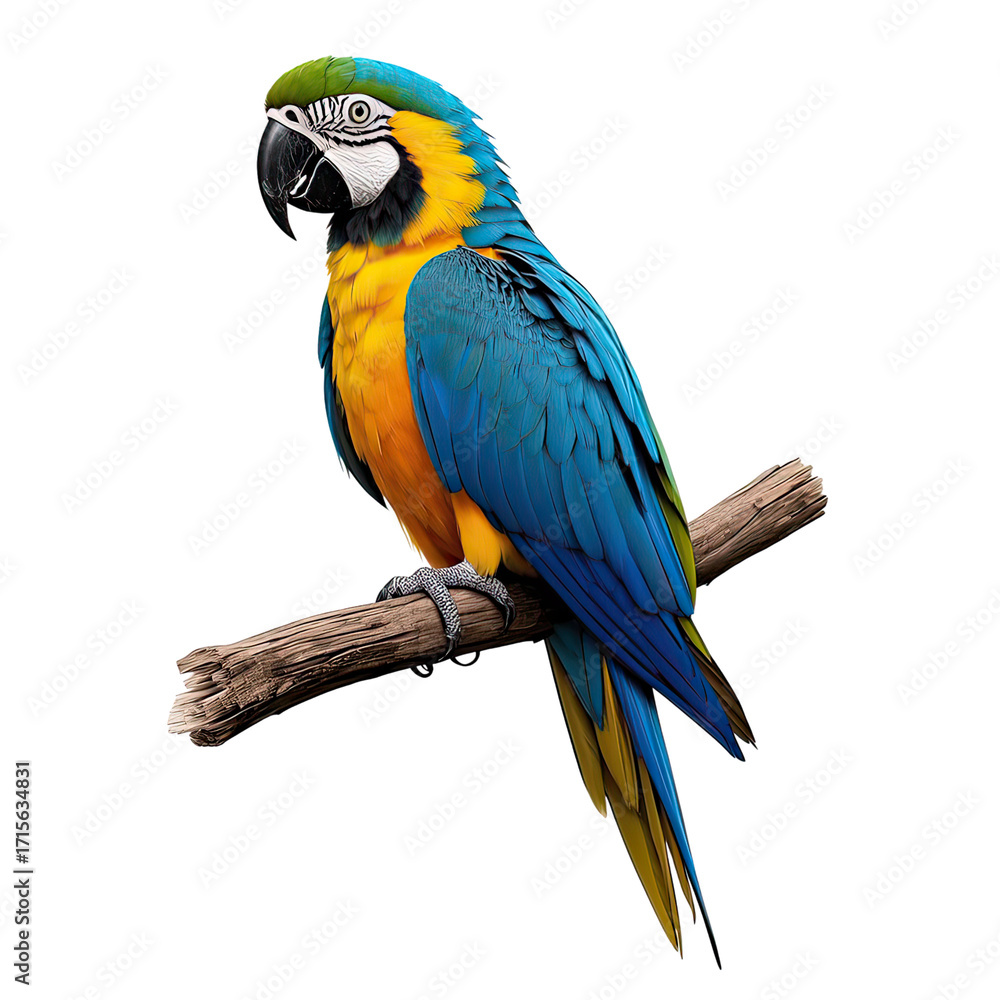Obraz premium Blue and Yellow Macaw Parrot with Vibrant Colorful Feathers, Generative AII