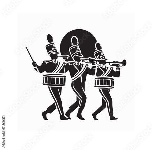 Parade Marching Band Logo Vector Emblem Design on white background