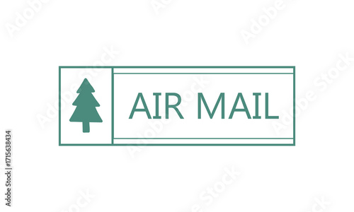 Minimalist Vintage Christmas Air Mail Stamp Vector