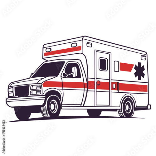 Vector art of ambulance car, emergency vehicle for paramedic