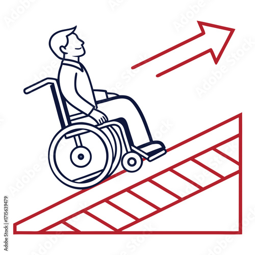 Vector art of accessibility ramp icon in outline style