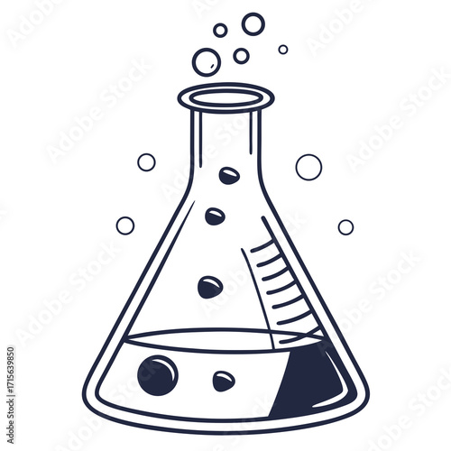 Vector art of laboratory flask with bubbles