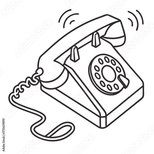 Vector art of line art of a ringing telephone for communication