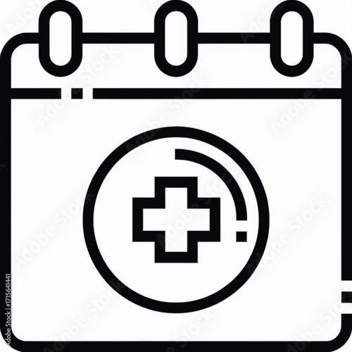Calendar icon with a medical cross symbol, representing appointments and healthcare.