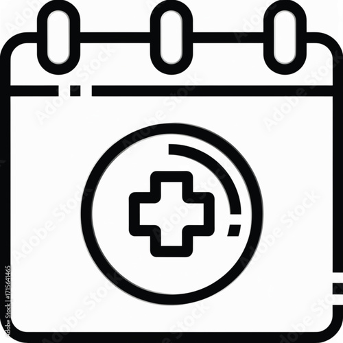 Calendar icon with medical cross, appointment or reminder for healthcare.
