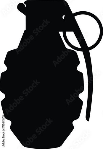 Explosive grenade silhouette danger weapon symbol power aggression military threat vector