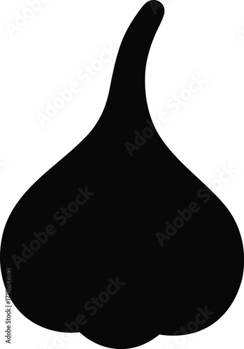 Single garlic bulb silhouette isolated simple food ingredient icon vector