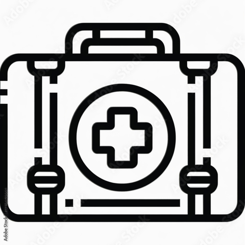 First-aid kit icon, medical briefcase, health symbol.