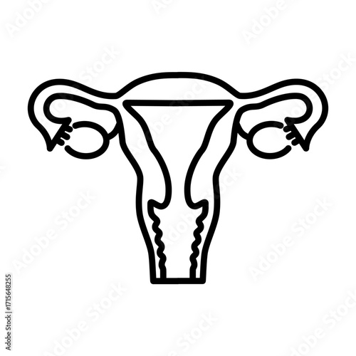 Minimalist line icon of human uterus. Simple outline vector for anatomy, gynecology, pregnancy, reproductive system, and medical concept