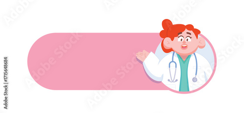 A woman doctor's advice in message box 01 illustration vector design. Dental care concept.