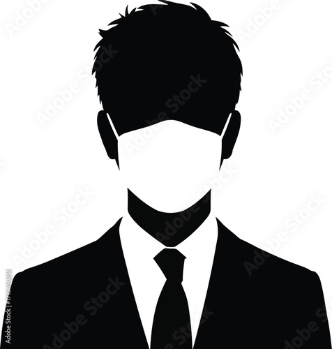 Silhouette man formal suit masked isolated minimalist vector